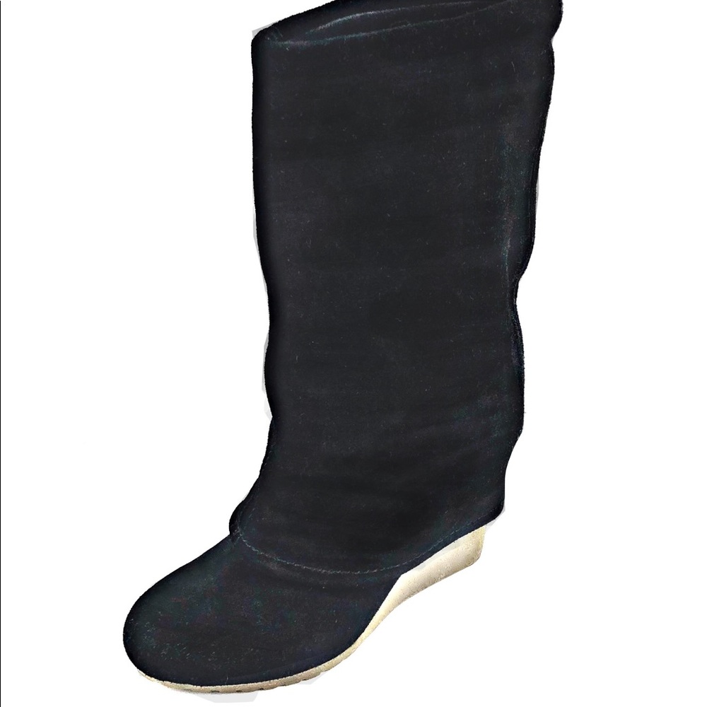 MRKT Bea Black Suede Fold Over High Boots Size 6M